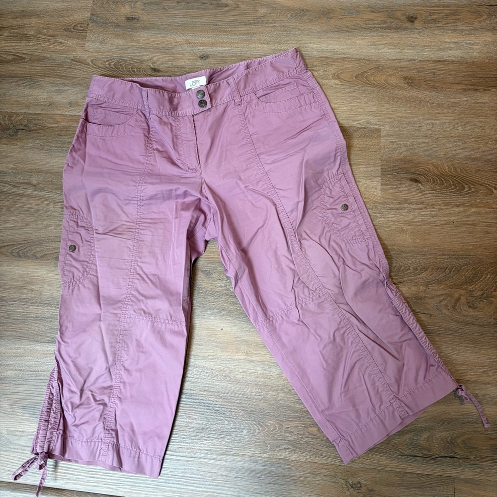 LOFT Cotton Sheeting Capri Pants Cute Details EUC